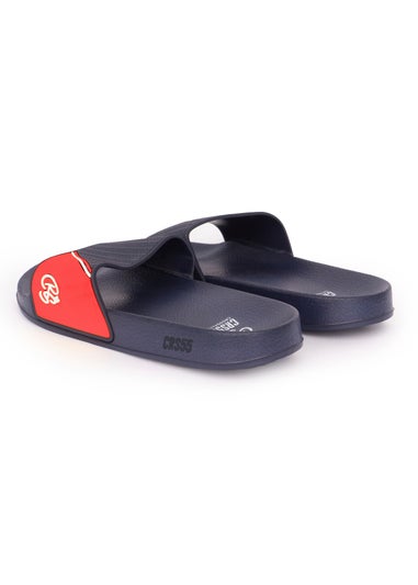 Crosshatch Navy/Red Ventamoore Sliders