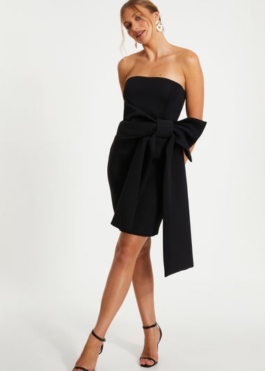 Quiz Black Bow Strapless Bodycon Dress