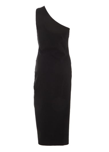 Quiz Black Ruched One Shoulder Midaxi Dress