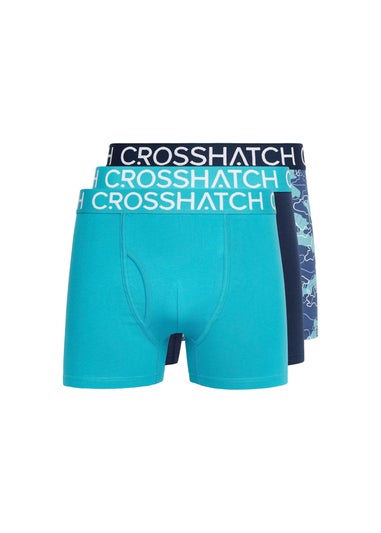 Crosshatch Teal  Lynol Boxers (3 Pack)