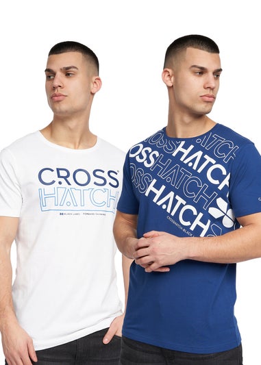 Crosshatch Navy/White  Morland T-Shirt (2 Pack)