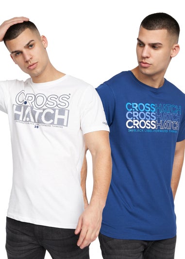 Crosshatch Navy/White  Raynen T-Shirt (2 Pack)