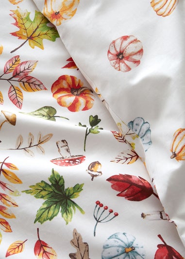 Catherine Lansfield Autumn Pumpkins Reversible Duvet Cover Set