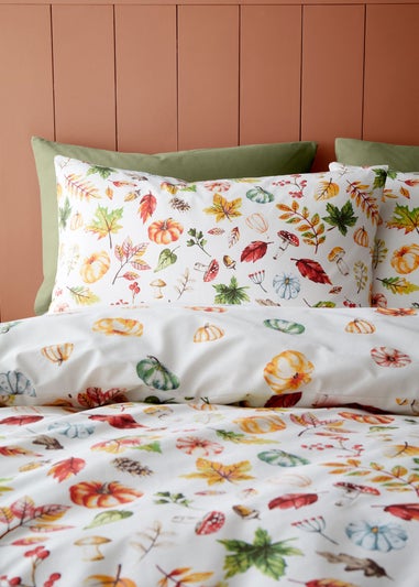 Catherine Lansfield Autumn Pumpkins Reversible Duvet Cover Set