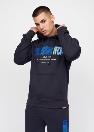 Crosshatch Navy  Flocked Hoodie