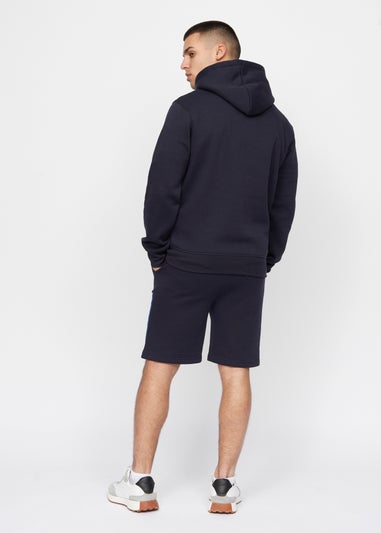 Crosshatch Navy  Flocked Hoodie