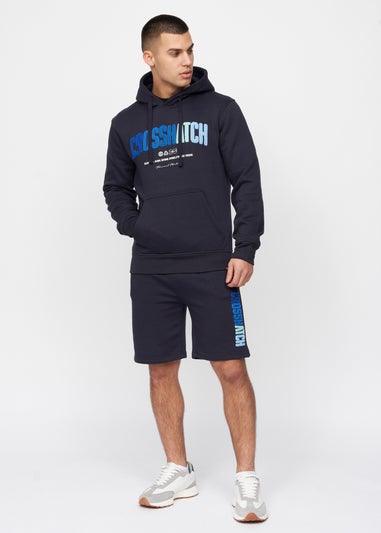 Crosshatch Navy  Flocked Hoodie