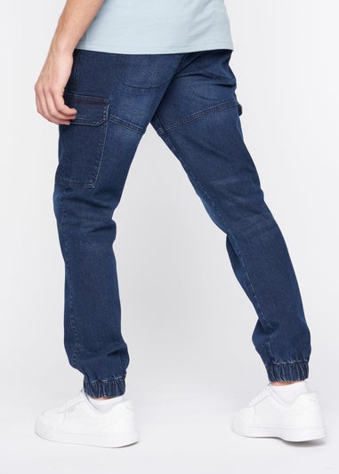 Crosshatch Dark Wash Malimore Cargo Cuff Jeans