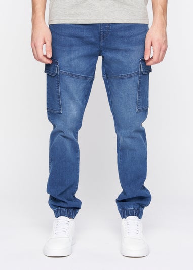 Crosshatch Stone Wash Malimore Cargo Cuff Jeans