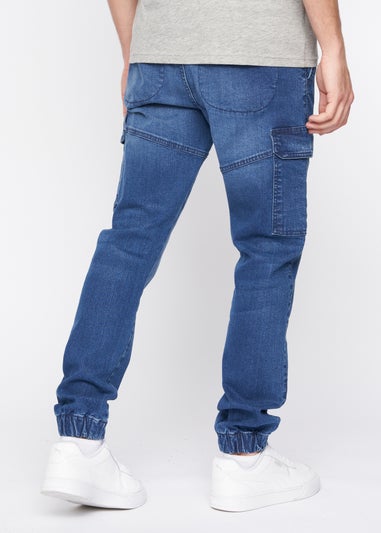 Crosshatch Stone Wash Malimore Cargo Cuff Jeans