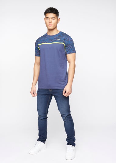 Crosshatch Denim Blue Brightling Camo T-Shirt