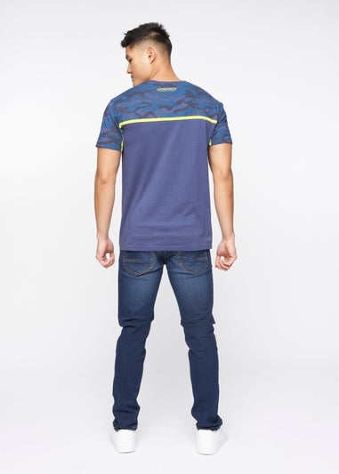 Crosshatch Denim Blue Brightling Camo T-Shirt