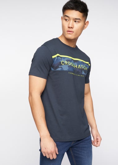 Crosshatch Navy  Neoline Camo T-Shirt