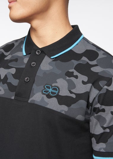 Crosshatch Black Brightling Camo Polo