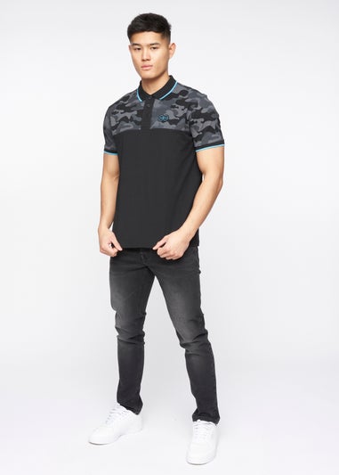 Crosshatch Black Brightling Camo Polo