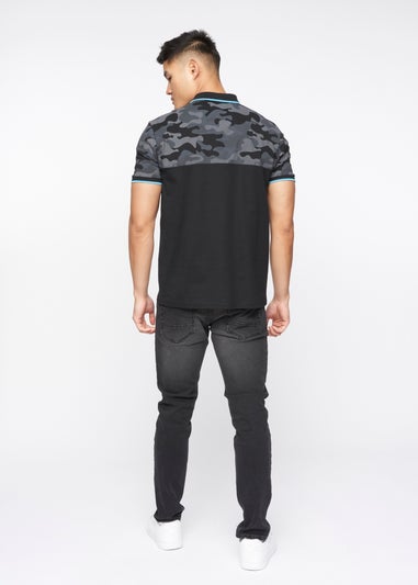 Crosshatch Black Brightling Camo Polo