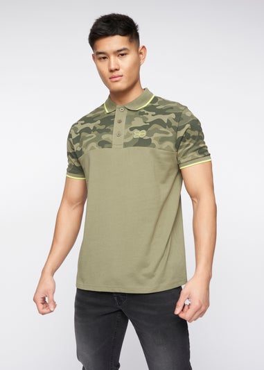 Crosshatch Olive Brightling Camo Polo