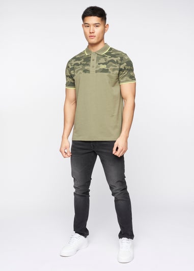 Crosshatch Olive Brightling Camo Polo