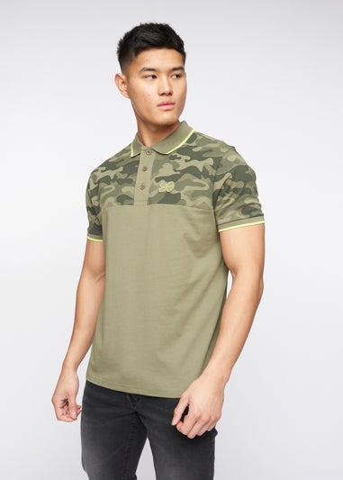 Crosshatch Olive Brightling Camo Polo