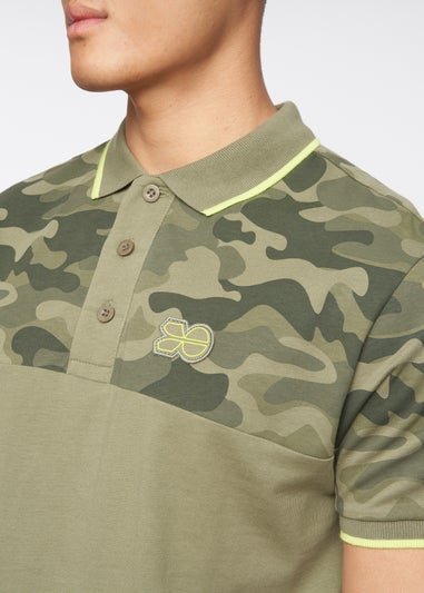 Crosshatch Olive Brightling Camo Polo