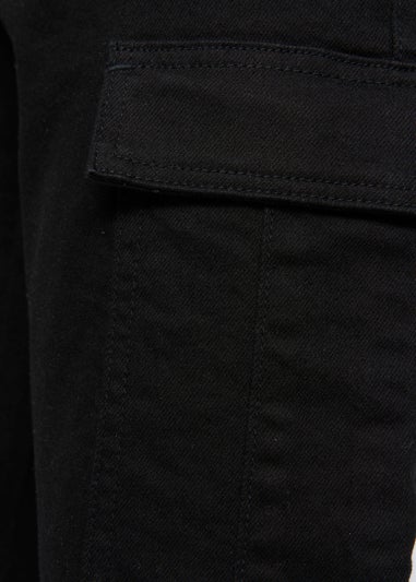 Crosshatch Solid Black Kremtap Cargo Jeans