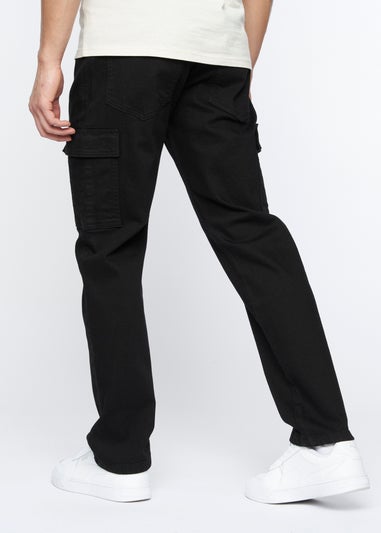 Crosshatch Solid Black Kremtap Cargo Jeans