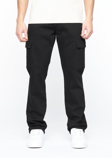 Crosshatch Solid Black Kremtap Cargo Jeans