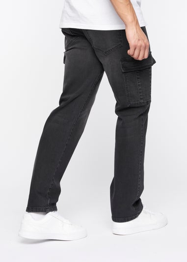 Crosshatch Black Wash Kremtap Cargo Jeans