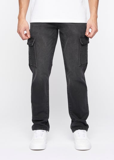 Crosshatch Black Wash Kremtap Cargo Jeans