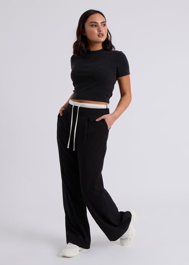 Urban Bliss Black Double Waistband Wide Leg Trouser