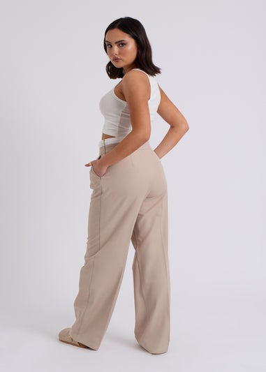 Urban Bliss Stone Double Waistband Wide Leg Trouser