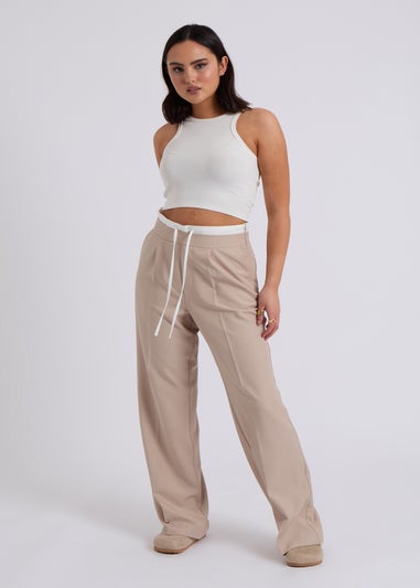 Urban Bliss Stone Double Waistband Wide Leg Trouser