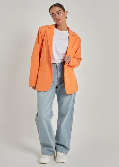 Urban Bliss Orange Linen Oversized Blazer