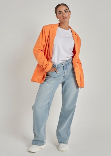 Urban Bliss Orange Linen Oversized Blazer