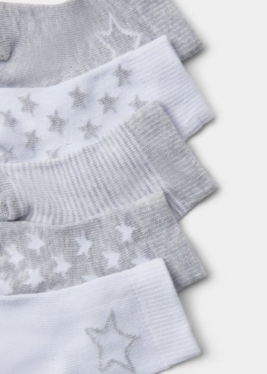 5 Pack Baby Grey Patterned Socks (Newborn-24mths)