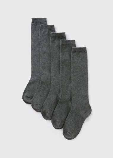 5 Pack Girls Grey Diamond Socks (Younger 6-Older 5.5)