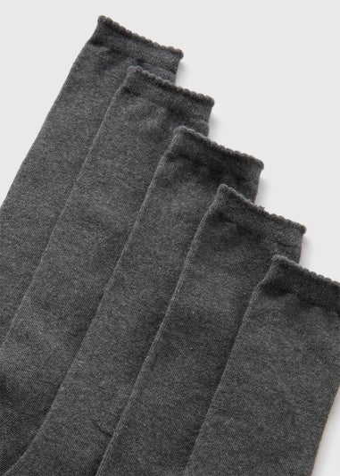 5 Pack Girls Grey Diamond Socks (Younger 6-Older 5.5)