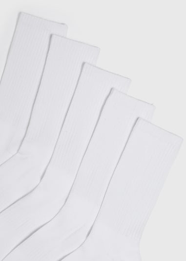 5 Pack White Sports Socks