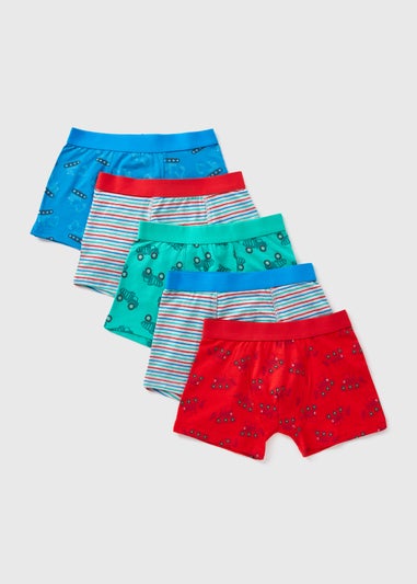 5 Pack Boys Multicolour Transport Boxers (4-16yrs)