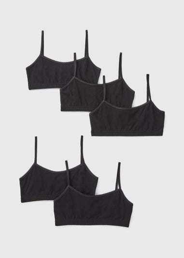 5 Pack Girls Black Crop Tops (Younger 6-Older 12yrs)