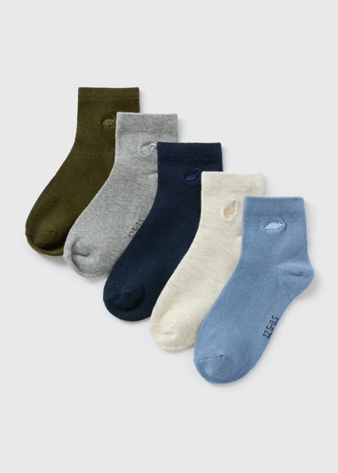 5 Pack Multicolour Dinosaur Socks (Younger 6-Older 6.5)