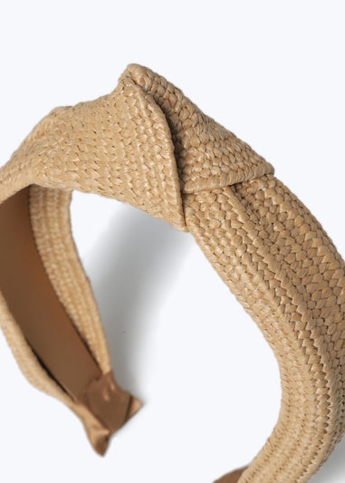 Muse Raffia Knot Headband In Natural