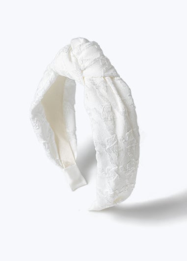 Muse White Broderie Knot Headband