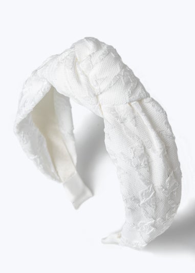 Muse White Broderie Knot Headband