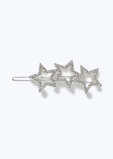 Muse Rhinestone Silver Star Hair Slides