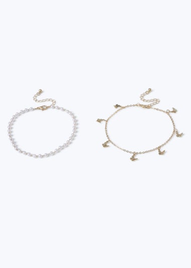 Muse Gold Pearl 2 Pack Anklet