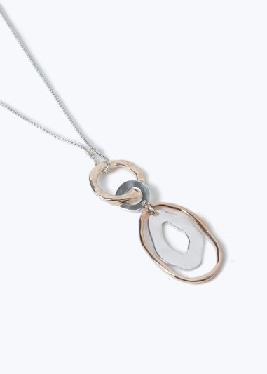 Muse Hammered Link Long Necklace Rose Gold