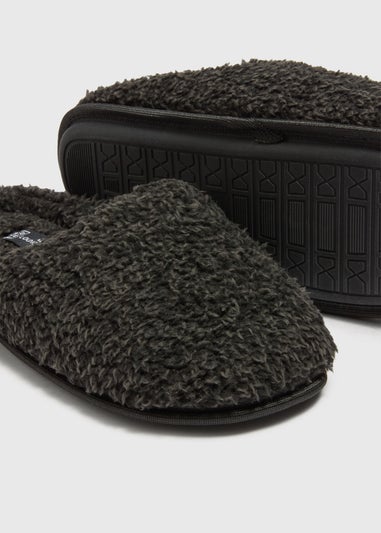 Charcoal Fluffy Gown Mule Slippers