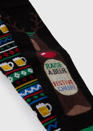 2 Pack Black Christmas Beer Socks