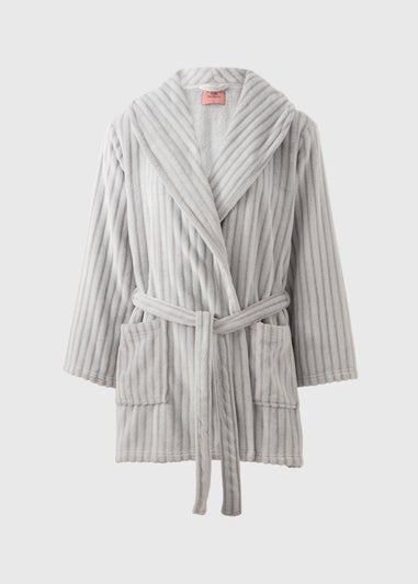 Grey Ribbed Dressing Gown